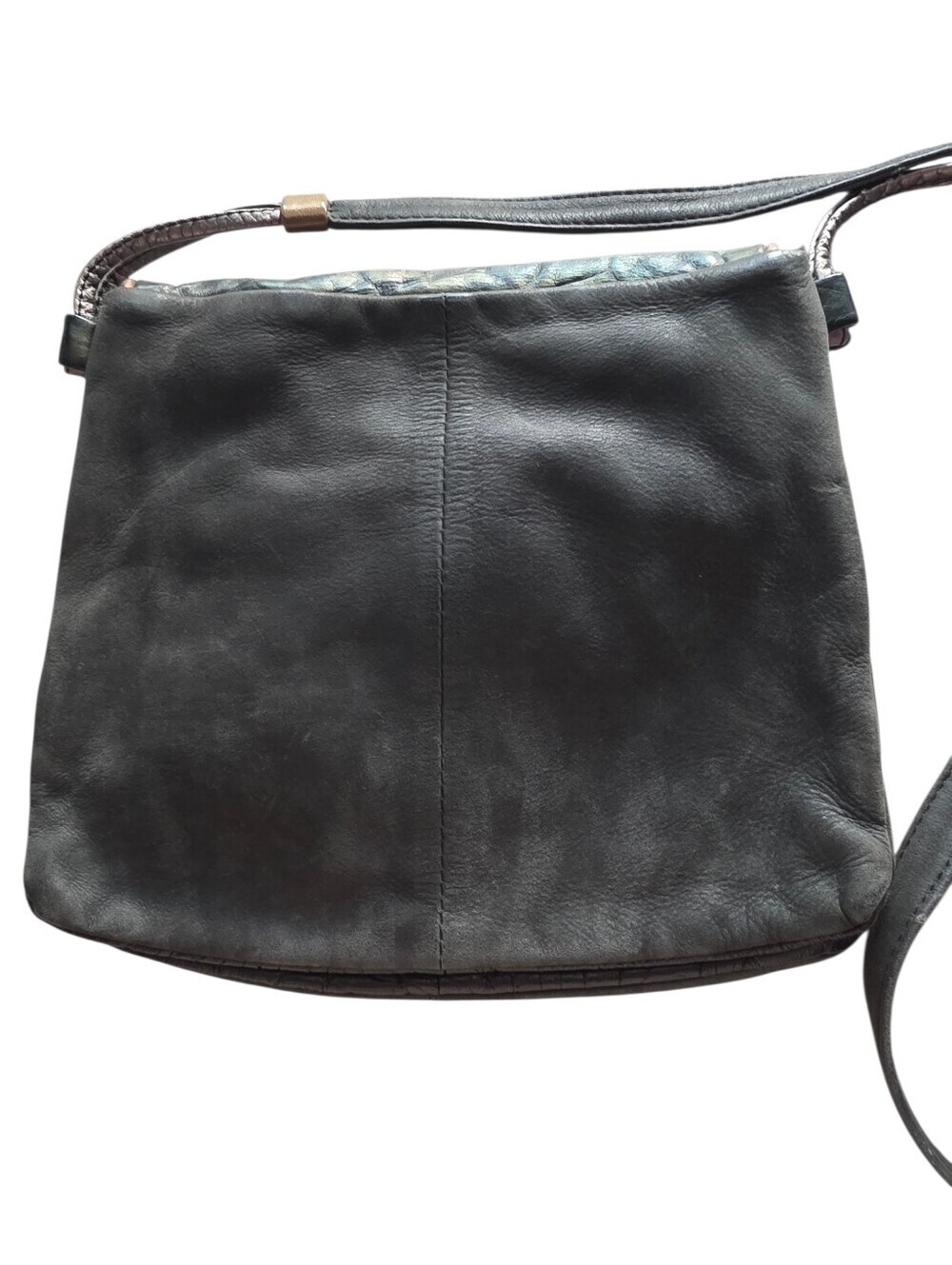 Gayle Anderson Designs Vintage Charcoal Leather Crossbody Bag with Tassel - Picture 3 of 16